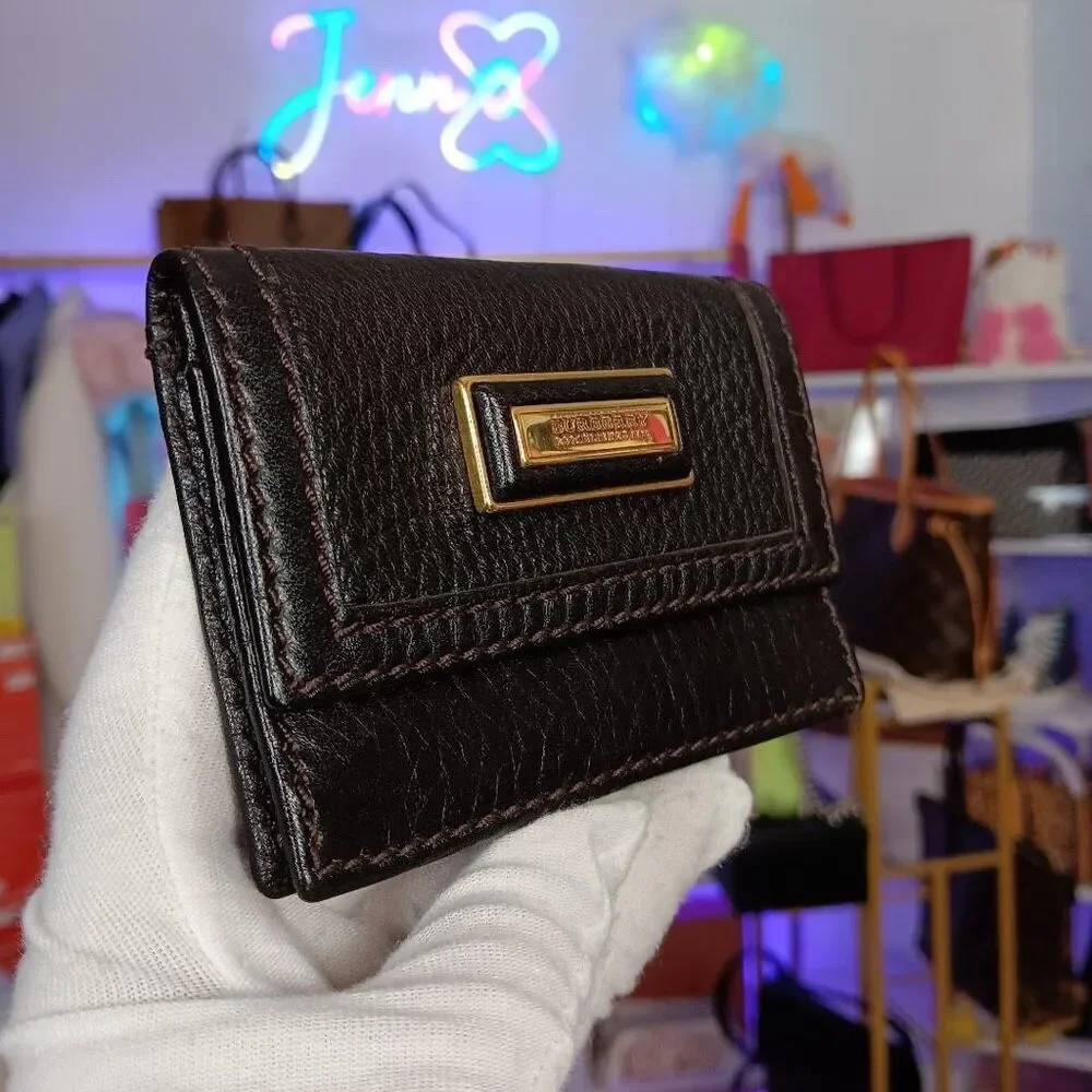 Burberry Vintage Dark Brown Leather Card Holder